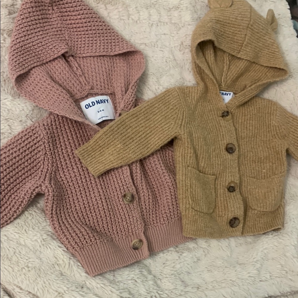 Old Navy Cozy Pink and Tan Baby Hoodies